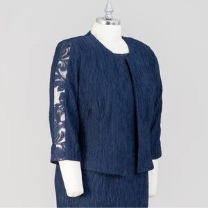 Maya Brooke 16 Navy Jacket with Lace sequin Detail new with tags textured